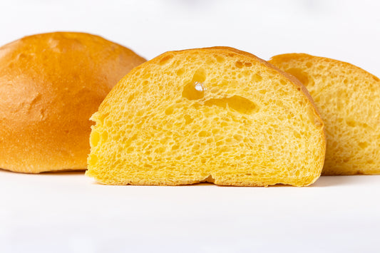 PANINO PER HAMBURGER CON PATATE : Busta 2 pezzi, Diametro 11 cm,  Peso singolo pezzo 90g